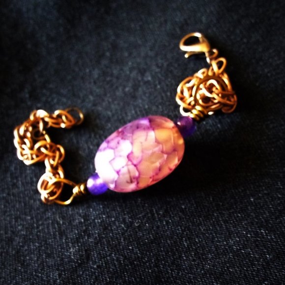 NatureLoversJewelry Jewelry - NEW! Chunky Copper + Purple Veined Agate Bracelet